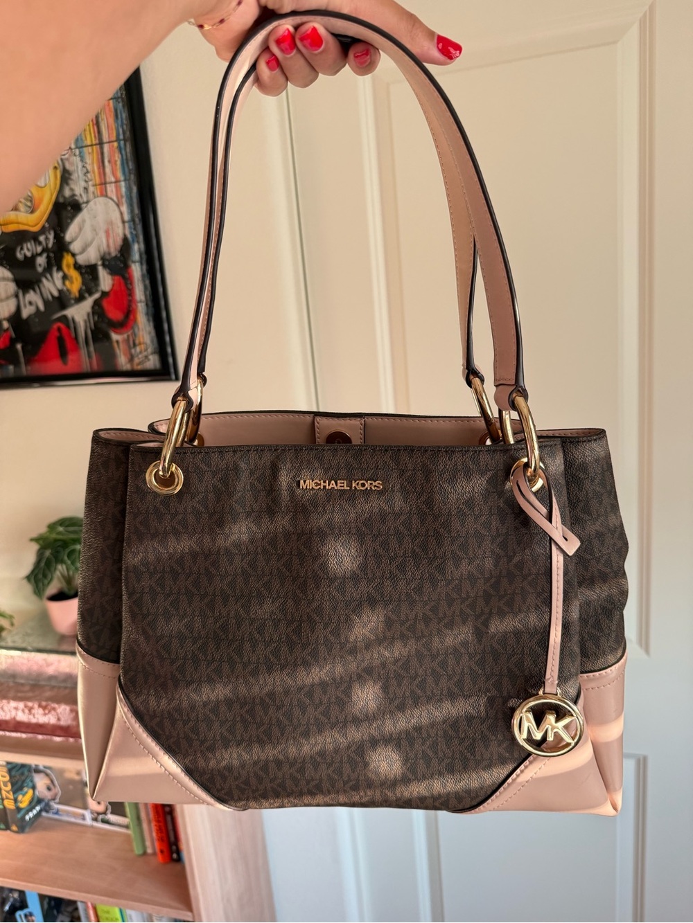 Michael Kors Brown & Blush Shoulder Tote